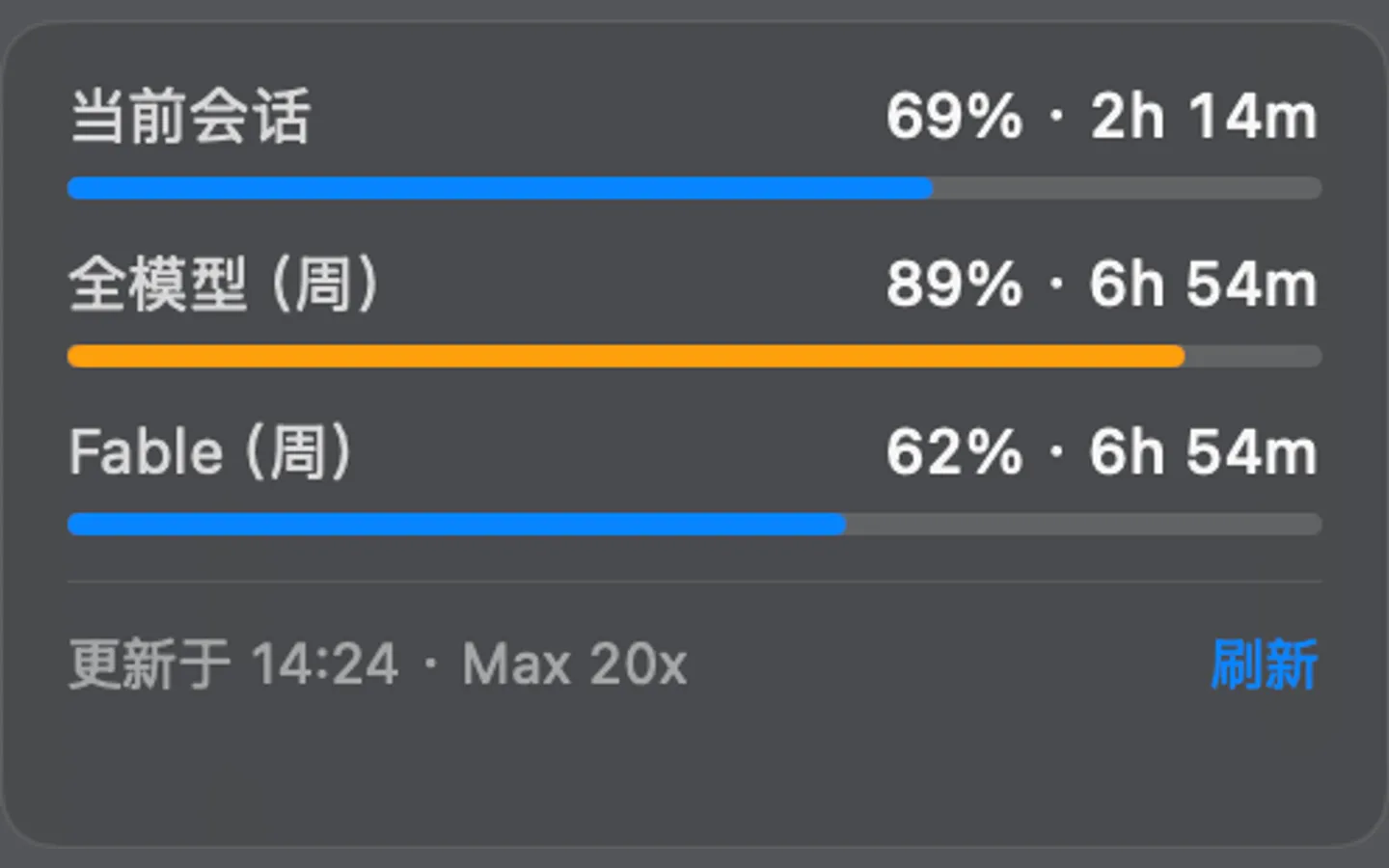 Claude 额度浮窗